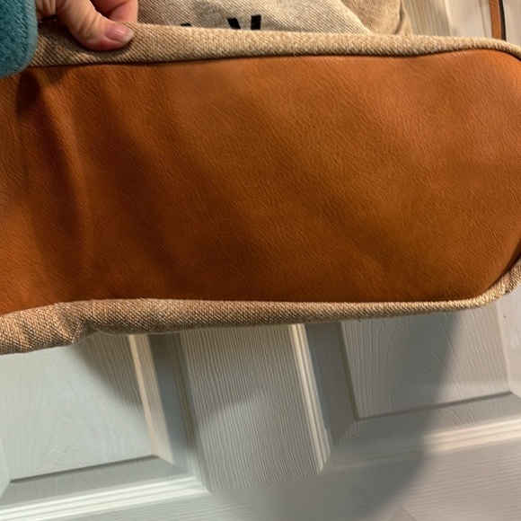 Anthropologie Vacay Tan Linen Shoulder Tote Bag Beach Vacation Bag - Picture 3 of 15